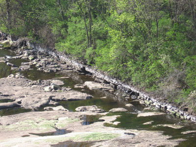 Early mill foundation along Chicopee River